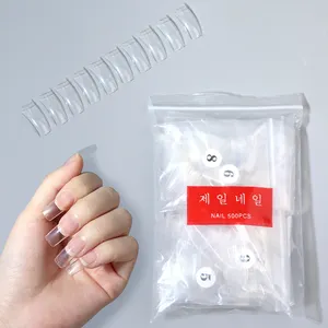 2023 도매 500 pcs/bag 손톱 투명/자연 거짓 인공 손톱 새로운 프랑스어 긴 스틸레토 네일 팁