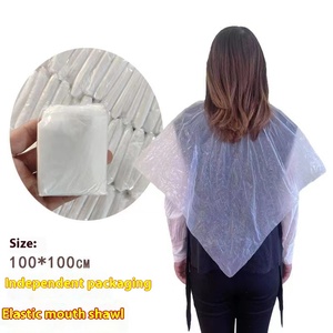 Cape de cou élastique jetable imperméable Polyester PE Capes de salon pour la teinture des cheveux à la maison Casquette de barbier en plastique permanente pour salon de coiffure - Product Image 4