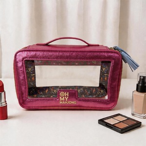 Sac de rangement de luxe moderne pour Mahjong et Poker, écologique, imperméable, pliable, en PVC transparent, avec fermeture éclair de style américain, pour le divertissement - Product Image 2