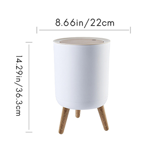 Poubelle à <span class=keywords><strong>papier</strong></span> miniature sur pied <span class=keywords><strong>en</strong></span> plastique PP, poubelle de 7L/9L, couvercle à pression blanc, structure de bureau domestique, design simple - Product Image 6