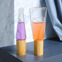 Botol Parfum Spray Serum Kaca Frost Portabel 10ml, Botol Sampel Kosong dengan Tutup Bambu Ulir, Sablon, Dapat Diisi Ulang