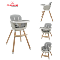 Chaise haute pour bébé en bois de style moderne, chaise haute pour tout-petit, plateau d'alimentation amovible, harnais de sécurité à 5 points, chaise haute pour l'alimentation des enfants