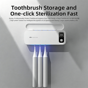 Stérilisateur de brosses à dents LED UV profond rechargeable OEM avec fonction de séchage par ventilateur à turbine, <span class=keywords><strong>support</strong></span> et nettoyeur de brosses à dents mural - Product Image 3