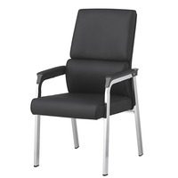 Chaise d'invité en PU à dossier double coussin, pieds chromés, accoudoirs rembourrés, pour salle de conférence, salle de réunion, réception M09