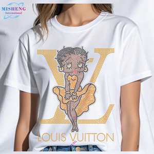 Transfert thermocollant en strass <span class=keywords><strong>Betty</strong></span> Girl, best-seller, transfert personnalisé en strass à chaud, design de t-shirt en strass, transfert thermique en strass - Product Image 2