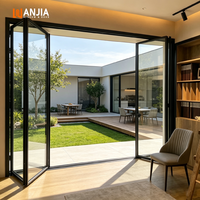 Portes pliantes en aluminium isolées thermiquement pour l'extérieur WANJIA, portes de patio pliantes avec revêtement en poudre