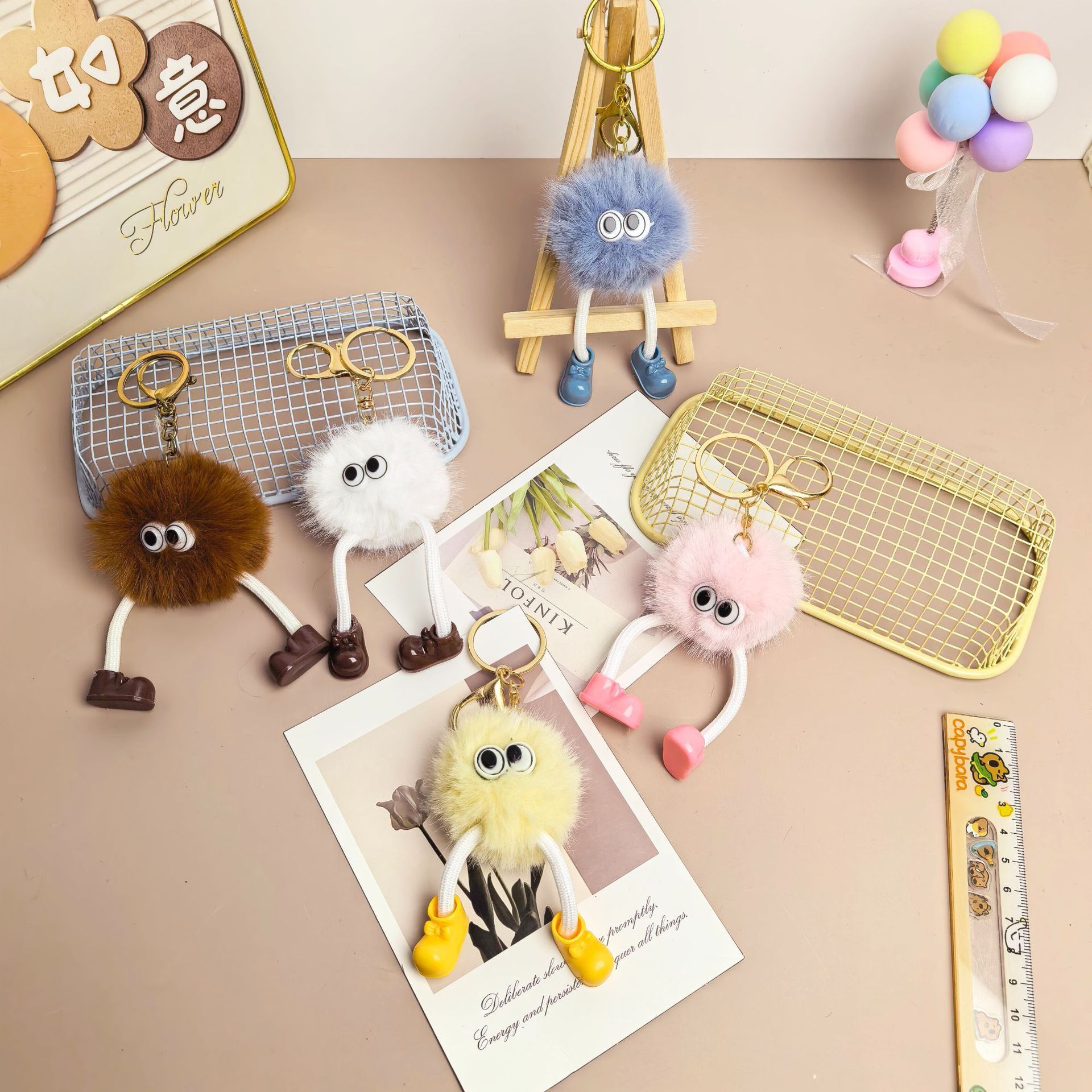 新品未開封　TikTok LIVE クッション　キーホルダー　セット Keychain New 2026 Pendant Bag Charm Cute Faux Mink Fur Little Coal