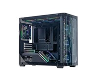 Boîtier d'ordinateur de jeu ATX Mid-Tower en verre double face noir avec ventilateur RGB, châssis pour montage personnalisé