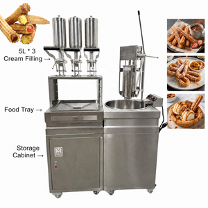 Máquina Comercial Multifuncional para Churros, Freidora de 3x5L <span class=keywords><strong>con</strong></span> Relleno de Crema, 6 Moldes Estrella, Acero Inoxidable, Fabricante Español para Cafeterías - Product Image 1