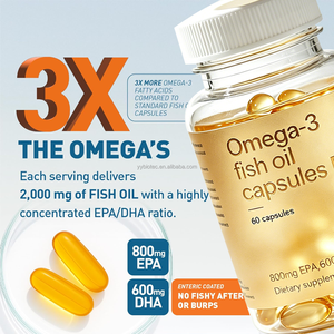 Huile de poisson <span class=keywords><strong>Oméga</strong></span> <span class=keywords><strong>3</strong></span> 2000mg Triple Concentration 800mg EPA 600mg DHA Compléments pour le soutien du cœur, du cerveau et du système immunitaire Capsules d'huile de poisson - Product Image 4