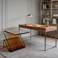 Moderner Luxus Z-förmiger Bernsteinfarbener Acryl-Beistelltisch Verstärkter Transparenter Ecktisch für Büro Arbeitszimmer Schreibtisch
