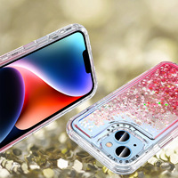 Vente en gros 3-en-1 dégradé Quicksand coque de téléphone portable coque dure avec poudre éblouissante et paillettes anti-chute échantillon gratuit
