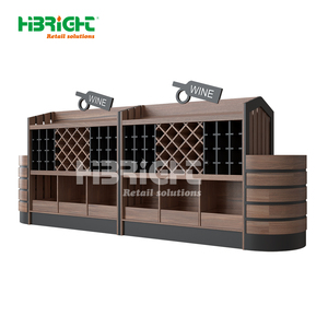 Siêu Thị Đơn Lập Cửa Kính Kim Loại & Gỗ Rắn Hầm Rượu Vang Tùy Chỉnh Ván Ép Thiết Kế Bằng Gỗ Rượu Vang Gondola Kệ - Product Image 2