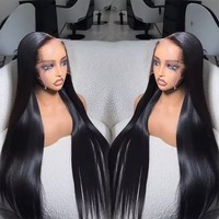 Perruque en cheveux humains vierges brésiliens 100% naturels, avec dentelle suisse transparente, lisse HD, 13x4 13x6, pour femmes noires