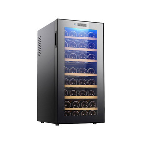 Vitrine <span class=keywords><strong>à</strong></span> 32 bouteilles avec portes vitrées intégrées, réfrigérateur <span class=keywords><strong>à</strong></span> <span class=keywords><strong>vin</strong></span> électrique <span class=keywords><strong>à</strong></span> semi-conducteurs pour usage domestique ou hôtelier - Product Image 1