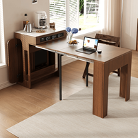 Table à manger de luxe moderne en bois massif rétractable avec armoire intégrée, design pliable pour usage hôtelier