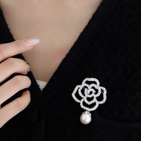 Bros Bunga Zirkon Bahan Campuran Besi Mewah Ringan Aksesori Pakaian Buatan Tangan Berkualitas Tinggi Premium Wanita