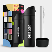 Bouteille d'eau personnalisée OW de haute qualité noire 24 oz 32 oz 40 oz bouteille noire isolée en acier inoxydable sans Bpa Sport Sip