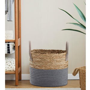 Maceta de Mimbre Tejida con Algas Marinas Naturales, Cubierta para Macetas, Plegable, Cesta de Almacenamiento para Cocina, Interior y Exterior - Product Image 5