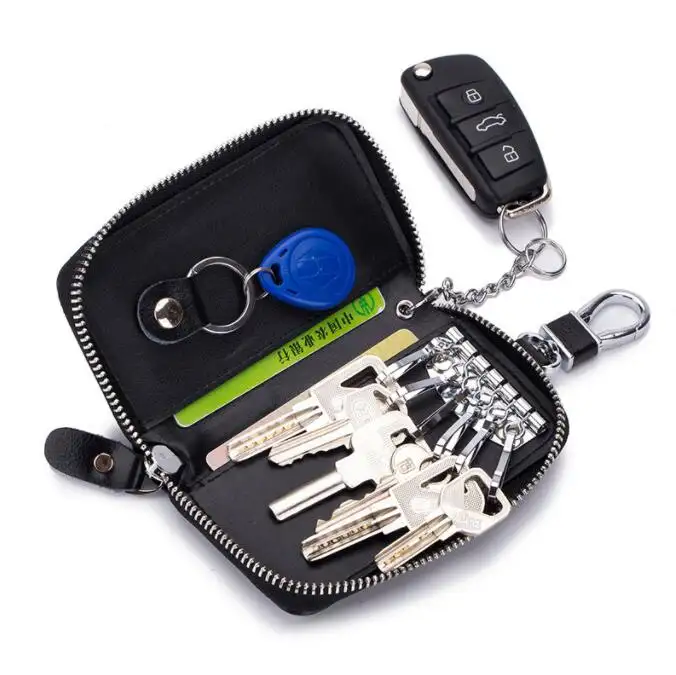 2022 New Key holder for man Zipper Pouch With Money Slot Genuine Leather Car Key Holder Wallet