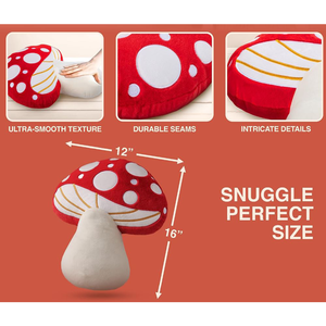 Unique Realistic Intricate Details Red Top Nature Cartoon Toadstool Toy Nursery Bedroom Decor <strong>Snuggle</strong> Mushroom Plush <strong>Pillow</strong> - Product Image 2