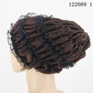 Pañuelo de cabeza lujoso con encaje y flores brillantes, sombrero étnico de moda para mujeres musulmanas - Product Image 2