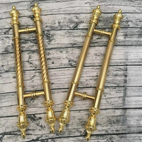 Poignée de porte coulissante de luxe en acier inoxydable robuste, style européen, avec entretoises en verre massif, double face, finition or poli