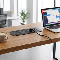 Prise de courant de bureau BNT à bascule avec 3 prises IP44 16A et 2 ports USB-A, prise personnalisée pour utilisation sur table de bureau au Royaume-Uni/aux États-Unis