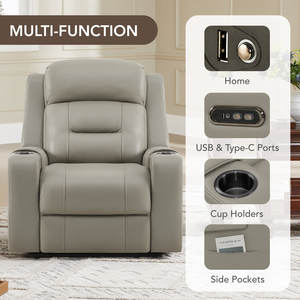 <span class=keywords><strong>Fauteuil</strong></span> inclinable électrique moderne DOSER à double moteur <span class=keywords><strong>en</strong></span> <span class=keywords><strong>cuir</strong></span> avec appui-tête réglable et porte-gobelet pour salon - Product Image 4