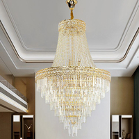 Projet d'éclairage de hauts plafonds de villas décoratives de lustre long d'escalier fait sur commande de hall d'hôtel