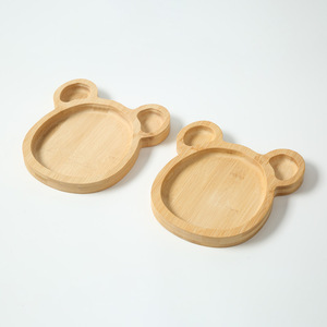 Bamboo <b>Apple</b> Shaped Plate For Children Kids Fruit Tray Dinner Plate Home Use Solid Color Camel 2-4 Years - Product Image 2