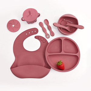 Silicone Baby <b>Weaning</b> <b>Set</b> 6 Pieces Toddler Dinner <b>Set</b> with Pouch Utensil and Teether Toy for Baby Self Feeding - Product Image 2