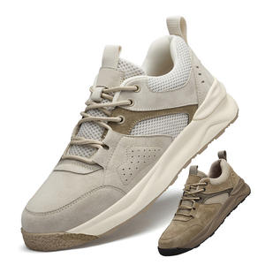 Chaussures de course d'été respirantes à semelle fine pour hommes, nouvelles baskets en maille tendance, couleur unie, tige en cuir véritable, chaussures décontractées - Product Image 1