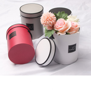 Caja de flores para regalo, tubo de cartón redondo, Rosa, con mango - Product Image 1