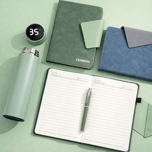 Ensemble de carnet en cuir PU A5 personnalisé pour entreprise et stylo en métal imprimé UV avec boîte cadeau pour cadeaux d'affaires et de conférence - Product Image 5