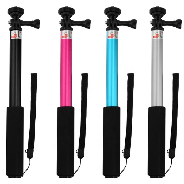 SHOOT Quick Seller Extendable Monopod Action Camera Adapter 1/4 Screw Hole 93cm Folded Length Black 140g Aluminum+Plastic+Rubber