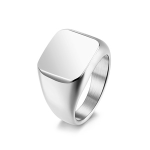 Popular yunnique jewelry: <b>Titanium</b> steel polished square stamp <b>ring</b> for men, simple geometric design, stainless ste - Product Image 1