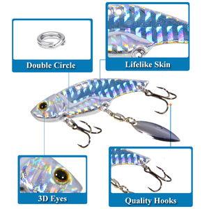 Leurre vibrant 5,5 cm 16 g pour la pêche au bar, appât de fond avec spinner - Product Image 4