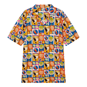 Men's <strong>Half</strong> Hawaiian Summer <strong>Shirt</strong> Tribal Style Digital Print <strong>Button</strong> Formal Breathable Knitted Beach <strong>Shirt</strong> - Product Image 5
