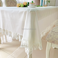 Housse de table en PVC, translucide, décoratif, personnalisé, avec bord en dentelle blanche, pièces