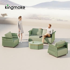 Foshan Factory Ensemble de mobilier d'extérieur Villa verte résistante aux intempéries Ensemble de canapés de jardin en aluminium de 4 pièces - Product Image 1