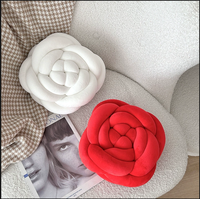 Coussin décoratif en peluche en forme de rose, coussin à nœuds, coussin moelleux, 28x28cm, pour la décoration de la maison, du salon, de la chambre à coucher