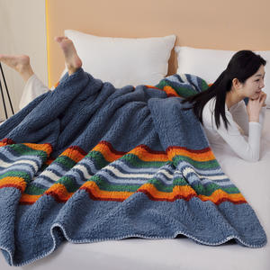 Style hawaïen bohême <span class=keywords><strong>Sherpa</strong></span> corail velours <span class=keywords><strong>Plaid</strong></span> 100% polyester Double couche polaire jeter couverture motif imprimé - Product Image 5