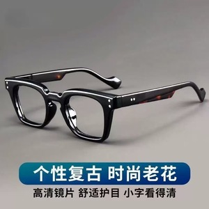 แว่นตาอ่านหนังสือกรอบสี่เหลี่ยมสไตล์เรโทร กรอบเต็ม ป้องกันแสงสีฟ้า สำหรับผู้สูงอายุ รุ่น Jinhua 3308 - Product Image 5