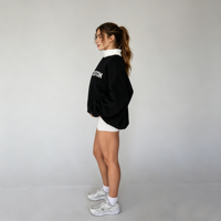 Sweat-shirt à col montant anti-plis pour femmes et adolescentes 2026, coupe oversize courte à manches longues, ample, hiver