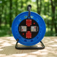 4-fach Steckdosen-Kabeltrommel IP55 Standard Kabeltrommel Tragbar Wasserdicht Flexibel Drehbar Eurostecker Rund UK EU Verlängerungssteckdose