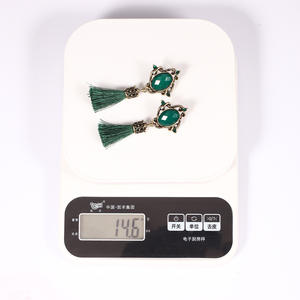 Pendientes de Borla Vintage con Cristal Azul, Joyería de Fiesta para Mujer, Engaste de Bisel - Product Image 3