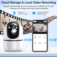 Caméra de sécurité domestique sans fil 3MP, caméra intelligente HD PTZ pour bébé et animal de compagnie, appel vidéo via application mobile WiFi, détection sonore, carte mémoire