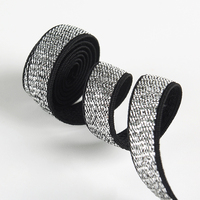 Ruban tissé personnalisé en nylon à paillettes argentées givrées, motif nœuds, confortable, élastique, haute élasticité, durable, haute ténacité