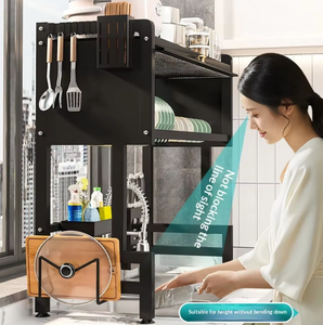 Égouttoir à vaisselle multifonctionnel à double niveau en acier au carbone, anti-poussière, rétractable pour porte d'armoire, pour la maison - Product Image 5